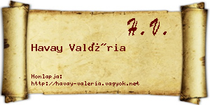 Havay Valéria névjegykártya